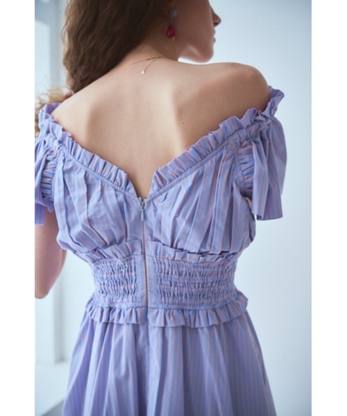 【在庫処分大特価!!】 Charlotte Stripe ストライプシャーリングドレス Dress ワンピース
