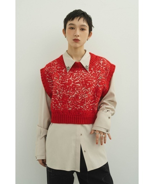 Knuth Marf(クヌースマーフ)の「embroidery knit best(ベスト・レディース・レッド/グレー・FREE)」の7枚目の写真