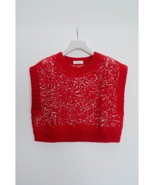 Knuth Marf(クヌースマーフ)の「embroidery knit best(ベスト・レディース・レッド/グレー・FREE)」の10枚目の写真