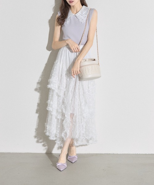 tocco closet(トッコ クローゼット)の「【ZOZO限定】チュール重ねバニティバッグ(ショルダーバッグ・レディース・アイボリー/ブラック・M)」の4枚目の写真