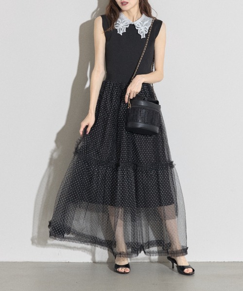 tocco closet(トッコ クローゼット)の「【ZOZO限定】チュール重ねバニティバッグ(ショルダーバッグ・レディース・アイボリー/ブラック・M)」の11枚目の写真