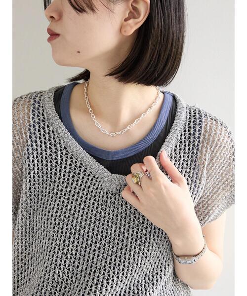 Samansa Mos2 blue(サマンサモスモスブルー)の「メランジラメメッシュニットベスト(ニット/セーター・レディース・グレー/キナリ/ベージュ・F)」の8枚目の写真
