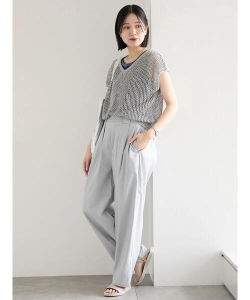 Samansa Mos2 blue(サマンサモスモスブルー)の「メランジラメメッシュニットベスト(ニット/セーター・レディース・グレー/キナリ/ベージュ・F)」の13枚目の写真