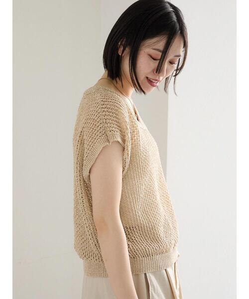 Samansa Mos2 blue(サマンサモスモスブルー)の「メランジラメメッシュニットベスト(ニット/セーター・レディース・グレー/キナリ/ベージュ・F)」の15枚目の写真