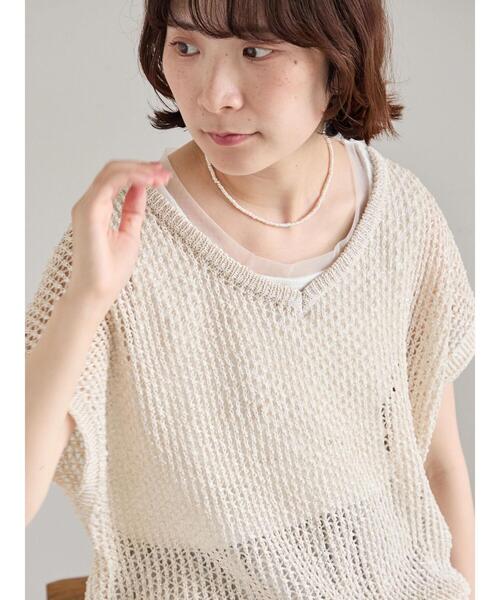 Samansa Mos2 blue(サマンサモスモスブルー)の「メランジラメメッシュニットベスト(ニット/セーター・レディース・グレー/キナリ/ベージュ・F)」の22枚目の写真