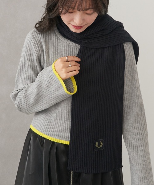 FRED PERRY(フレッドペリー)の「【FRED PERRY】COTTON RIBBED SCARF フレッドペリー コットンリブマフラー C1134(マフラー・メンズ・ブラック/カーキ・FREE)」の4枚目の写真