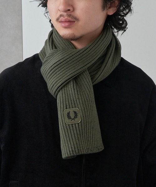 FRED PERRY(フレッドペリー)の「【FRED PERRY】COTTON RIBBED SCARF フレッドペリー コットンリブマフラー C1134(マフラー・メンズ・ブラック/カーキ・FREE)」の8枚目の写真