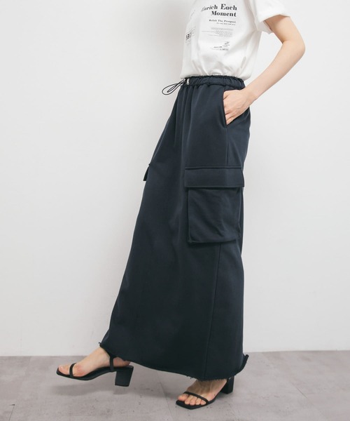 KBF(ケイビーエフ)の「スウェットカーゴスカート(スカート・レディース・グレー系その他/ネイビー・ONE)」の1枚目の写真