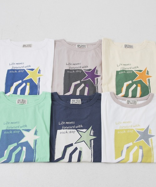 CUBE SUGAR（キューブシュガー）の「32/-OE天竺グラフィックプリントスクエアTシャツ（Tシャツ/カットソー・レディース・グリーン/ホワイト/マルチ/グレイッシュベージュ/ネイビー/イエロー・M）」の22枚目の写真