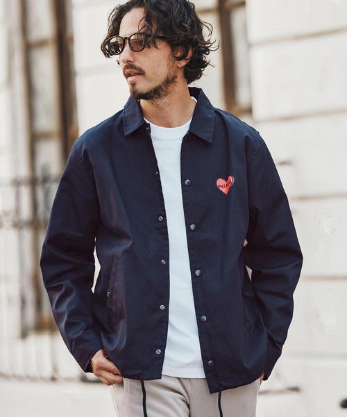 felkod(フィルコッド)の「mj10796- Heart Logo Coach Jacket コーチジャケット(ブルゾン・メンズ・ブラック×レッド/ブラック×ホワイト/ネイビー・S/M/L/XL)」の3枚目の写真