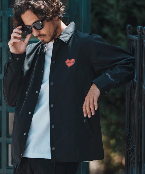 felkod(フィルコッド)の「mj10796- Heart Logo Coach Jacket コーチジャケット(ブルゾン・メンズ・ブラック×レッド/ブラック×ホワイト/ネイビー・S/M/L/XL)」の4枚目の写真