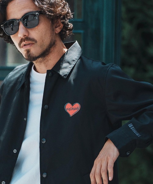 felkod(フィルコッド)の「mj10796- Heart Logo Coach Jacket コーチジャケット(ブルゾン・メンズ・ブラック×レッド/ブラック×ホワイト/ネイビー・S/M/L/XL)」の5枚目の写真