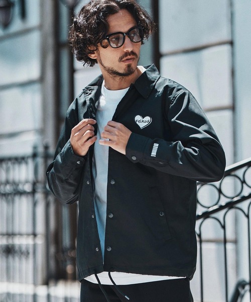 felkod(フィルコッド)の「mj10796- Heart Logo Coach Jacket コーチジャケット(ブルゾン・メンズ・ブラック×レッド/ブラック×ホワイト/ネイビー・S/M/L/XL)」の8枚目の写真