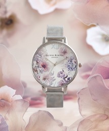OLIVIA BURTON（オリビアバートン）の「「OLIVIA BURTON/オリビアバートン」 【ギフトセット】サンライトフローラル - ビッグ シルバーメッシュ w/クラシックス - インターリンク シルバー&ローズゴールド ブレスレット（アナログ腕時計・レディース）」