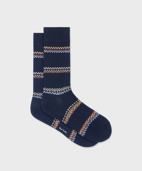 Paul Smith(ポールスミス)の「“Signature Check” ソックス【150614 DRO】(ソックス/靴下・メンズ・ブラック/ネイビー・25-27)」の1枚目の写真