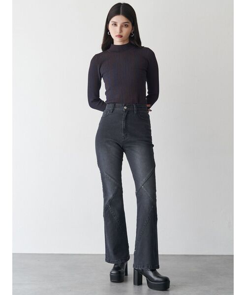 MURUA(ムルーア)の「スウィッチングスタッズデニム(デニムパンツ・レディース・ブラウン/ブラック・2/1)」の3枚目の写真