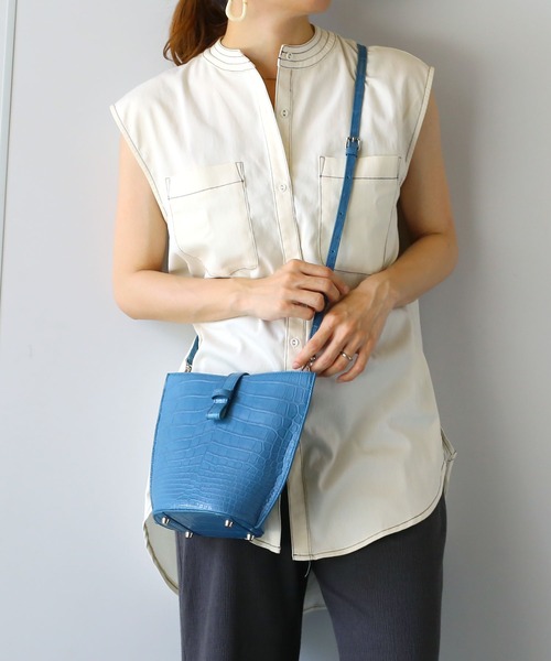 【SEZANE】Manon クロコダイル レザー ショルダーバック SEZANE】Manon クロコダイル レザー ショルダーバック