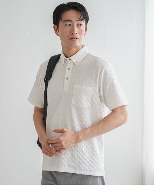 IKKA LOUNGE(イッカラウンジ)の「リンクスジャカード市松ポロシャツ(ポロシャツ・メンズ・ブラック/ホワイト/ネイビー・M/L/XL/S)」の9枚目の写真