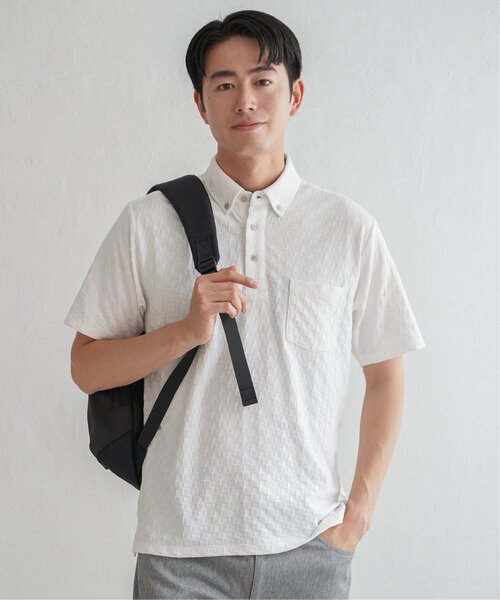 IKKA LOUNGE(イッカラウンジ)の「リンクスジャカード市松ポロシャツ(ポロシャツ・メンズ・ブラック/ホワイト/ネイビー・M/L/XL/S)」の10枚目の写真