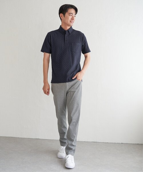 IKKA LOUNGE(イッカラウンジ)の「リンクスジャカード市松ポロシャツ(ポロシャツ・メンズ・ブラック/ホワイト/ネイビー・M/L/XL/S)」の15枚目の写真