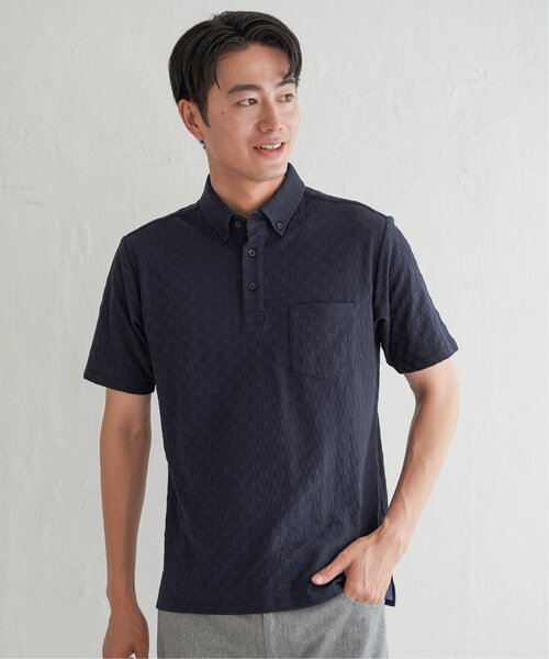IKKA LOUNGE(イッカラウンジ)の「リンクスジャカード市松ポロシャツ(ポロシャツ・メンズ・ブラック/ホワイト/ネイビー・M/L/XL/S)」の19枚目の写真