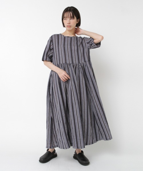 RNA-N(アールエヌエーエヌ)の「D1678 マルチストライプギャザーワンピース(ワンピース・レディース・ライトパープル/ライトグレー/ブラック・FREE)」の15枚目の写真