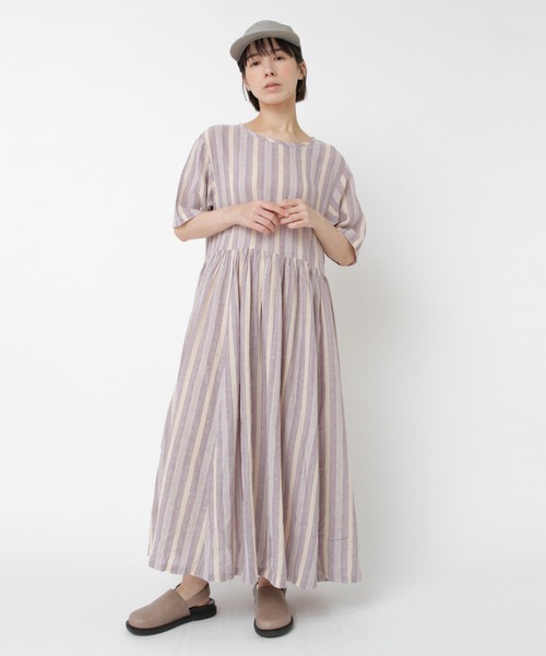 RNA-N(アールエヌエーエヌ)の「D1678 マルチストライプギャザーワンピース(ワンピース・レディース・ライトパープル/ライトグレー/ブラック・FREE)」の18枚目の写真