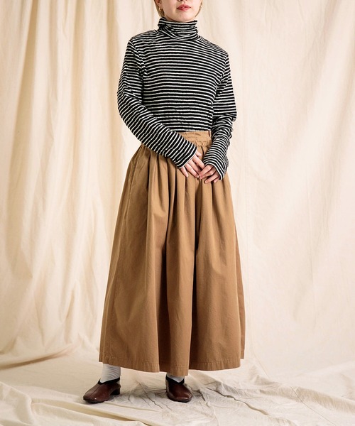 prit ] ウール綿接結ボーダー タートルネックプルオーバー | Domingo