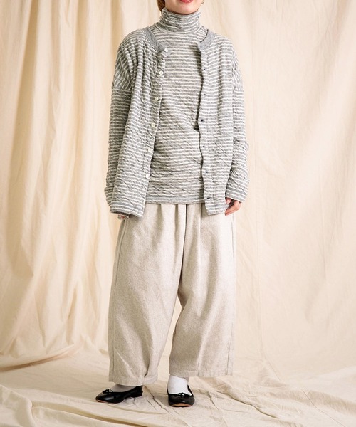 prit ] ウール綿接結ボーダー タートルネックプルオーバー | Domingo