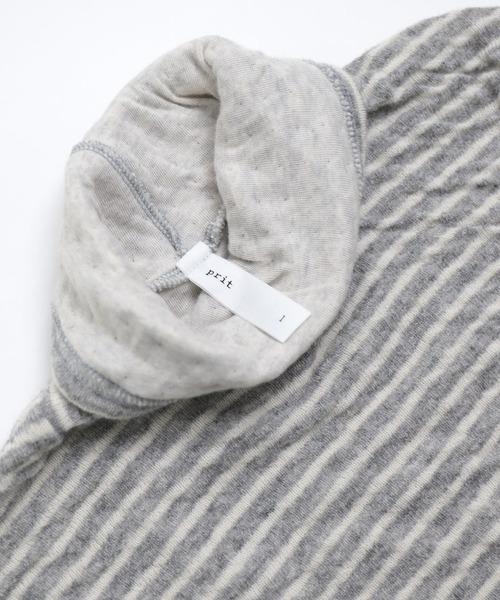 prit ] ウール綿接結ボーダー タートルネックプルオーバー | Domingo