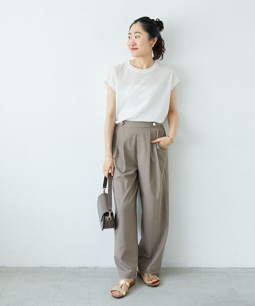 le.coeur blanc（ルクールブラン）の「ウエストデザイン2タックパンツ（その他パンツ・レディース・ブラック/モカ/ライトベージュ・38/36）」の14枚目の写真