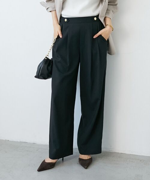 le.coeur blanc（ルクールブラン）の「ウエストデザイン2タックパンツ（その他パンツ・レディース・ブラック/モカ/ライトベージュ・38/36）」の6枚目の写真