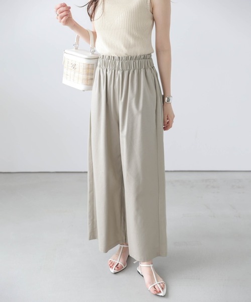 Lajour（ラジュール）の「【日本製】ハイウエスト フリル ワイドパンツ（その他パンツ・レディース・ブラック/グレイッシュベージュ/オリーブ/ベージュ/モカ・M/MT）」の5枚目の写真