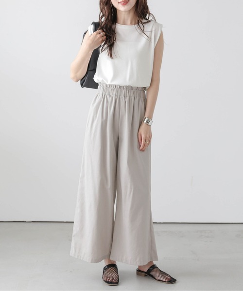 Lajour（ラジュール）の「【日本製】ハイウエスト フリル ワイドパンツ（その他パンツ・レディース・ブラック/グレイッシュベージュ/オリーブ/ベージュ/モカ・M/MT）」の8枚目の写真