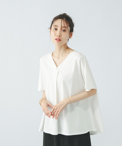 GLOBAL WORK（グローバルワーク）の「リッチクリーンVネックプルオーバー/289387（Tシャツ/カットソー・レディース・ネイビー/ブラック/オフホワイト/テラコッタ・LARGE/MEDIUM）」の8枚目の写真