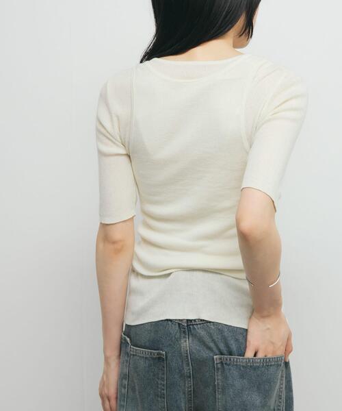 KBF（ケイビーエフ）の「フロントボタンレイヤードニット（ニット/セーター・レディース・ネイビー/ピンク/アイボリー/ブラック・ONE）」の18枚目の写真