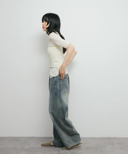 KBF（ケイビーエフ）の「フロントボタンレイヤードニット（ニット/セーター・レディース・ネイビー/ピンク/アイボリー/ブラック・ONE）」の20枚目の写真