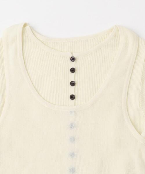 KBF（ケイビーエフ）の「フロントボタンレイヤードニット（ニット/セーター・レディース・ネイビー/ピンク/アイボリー/ブラック・ONE）」の11枚目の写真