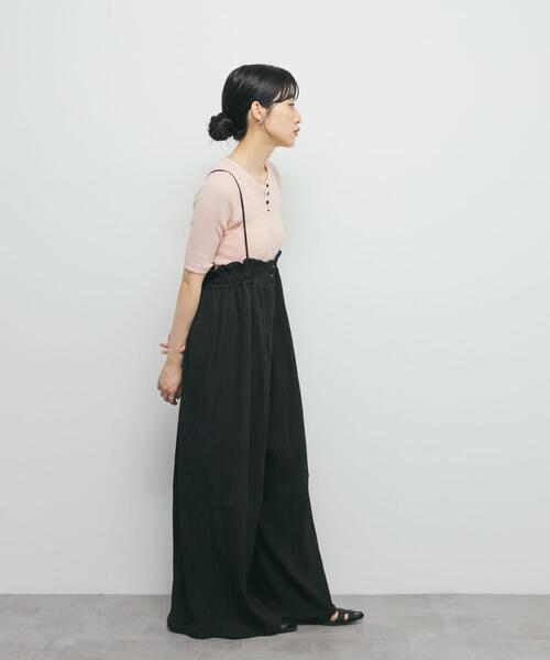 KBF（ケイビーエフ）の「フロントボタンレイヤードニット（ニット/セーター・レディース・ネイビー/ピンク/アイボリー/ブラック・ONE）」の5枚目の写真