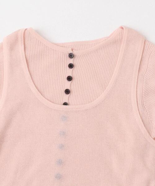 KBF（ケイビーエフ）の「フロントボタンレイヤードニット（ニット/セーター・レディース・ネイビー/ピンク/アイボリー/ブラック・ONE）」の8枚目の写真