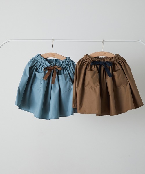 riziere（リジェール）の「配色ドロスト付きポケットスカート（スカート・キッズ・ブラウン/ブルー系・90/100/110/120/130/140/150）」の4枚目の写真