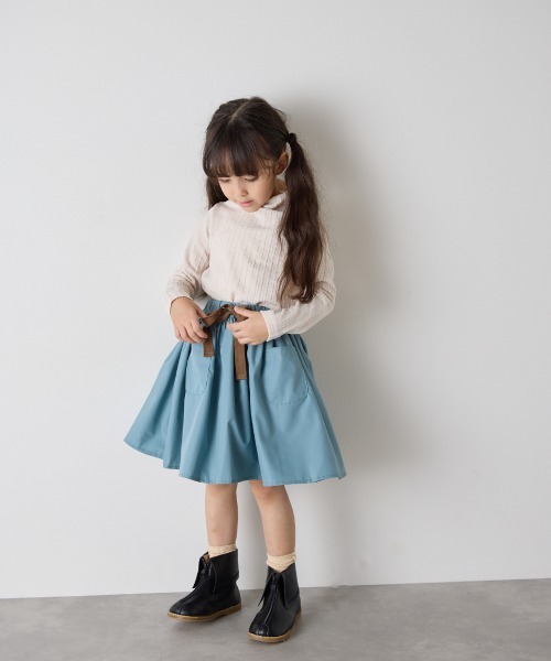 riziere（リジェール）の「配色ドロスト付きポケットスカート（スカート・キッズ・ブラウン/ブルー系・90/100/110/120/130/140/150）」の10枚目の写真