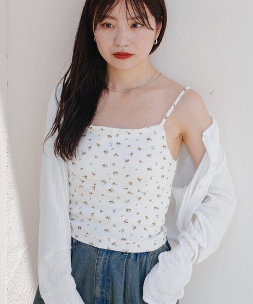Kastane - kastane 花柄キャミセット Kastane（カスタネ）の「シアー花柄キャミ付きインナー（Tシャツ