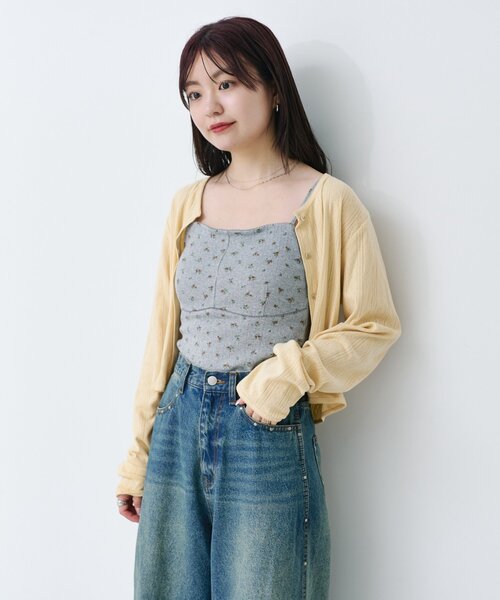 Kastane - kastane 花柄キャミセット Kastane（カスタネ）の「シアー花柄キャミ付きインナー（Tシャツ