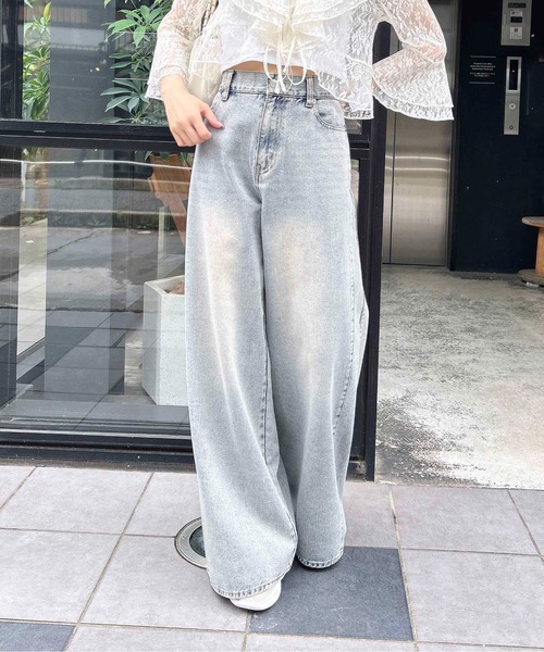 EENK インク ラップ ストレート デニム パンツ IVORY ワイドルーズデニム（デニムパンツ）｜INGNI（イング）の