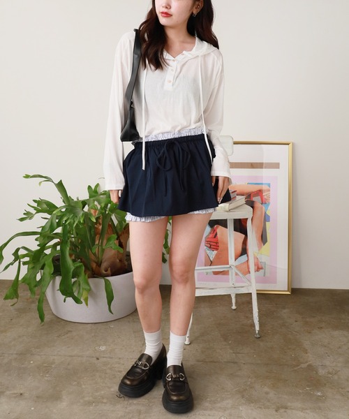ROOPTOKYO(ループトウキョウ)の「Skirt Layered Striped Pants / スカートレイヤード ストライプパンツ 秋物 秋服 2026年秋冬(その他パンツ・レディース・ネイビー/ホワイト/カーキ/ブラック・FREE)」の17枚目の写真
