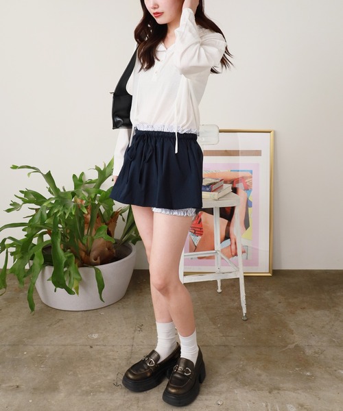 ROOPTOKYO(ループトウキョウ)の「Skirt Layered Striped Pants / スカートレイヤード ストライプパンツ 秋物 秋服 2026年秋冬(その他パンツ・レディース・ネイビー/ホワイト/カーキ/ブラック・FREE)」の18枚目の写真