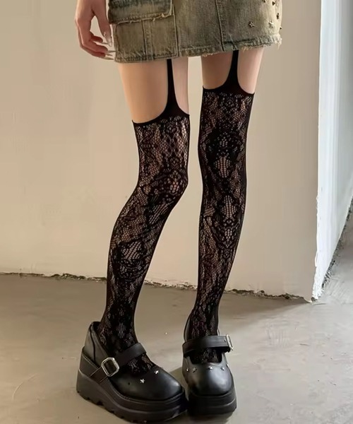 IMARI（イマリ）の「【 IMARI / イマリ 】 ガーター 総レース カラー タイツ（タイツ/ストッキング・レディース・ホワイト/ブラック/バーガンディー/ブラウン・FREE）」の16枚目の写真