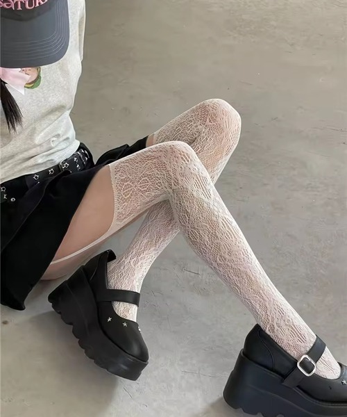 IMARI（イマリ）の「【 IMARI / イマリ 】 ガーター 総レース カラー タイツ（タイツ/ストッキング・レディース・ホワイト/ブラック/バーガンディー/ブラウン・FREE）」の15枚目の写真
