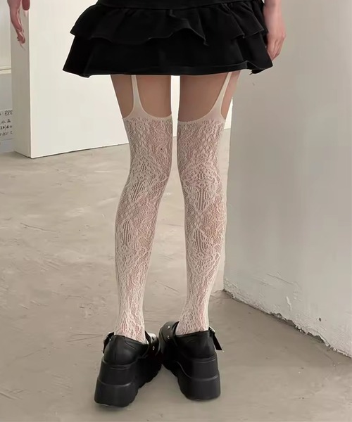 IMARI（イマリ）の「【 IMARI / イマリ 】 ガーター 総レース カラー タイツ（タイツ/ストッキング・レディース・ホワイト/ブラック/バーガンディー/ブラウン・FREE）」の14枚目の写真
